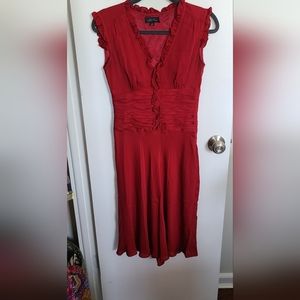 Wine red cap-sleeved Tahari dress